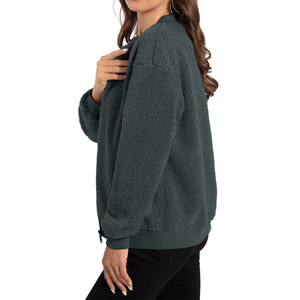 Nuevo diseño de las mujeres Sherpa chaqueta de lana al por mayor al aire libre Casual Drop Shoulder Sherpa Chaquetas - Product Image 3