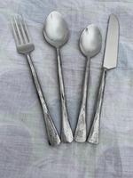 Lot de Couverts Vintage Religieux en Fer Plaqué Argent, Faits à la Main (Cuillère, Fourchette, Couteau) avec Impression UV pour Fêtes et Décoration de Mariage