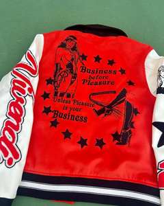 Chaqueta Universitaria de Béisbol Personalizada para Hombre, Bordado Chenille, Mangas de Cuero, Cuerpo de Lona, Abrigo de Invierno Estilo Urbano - Product Image 3