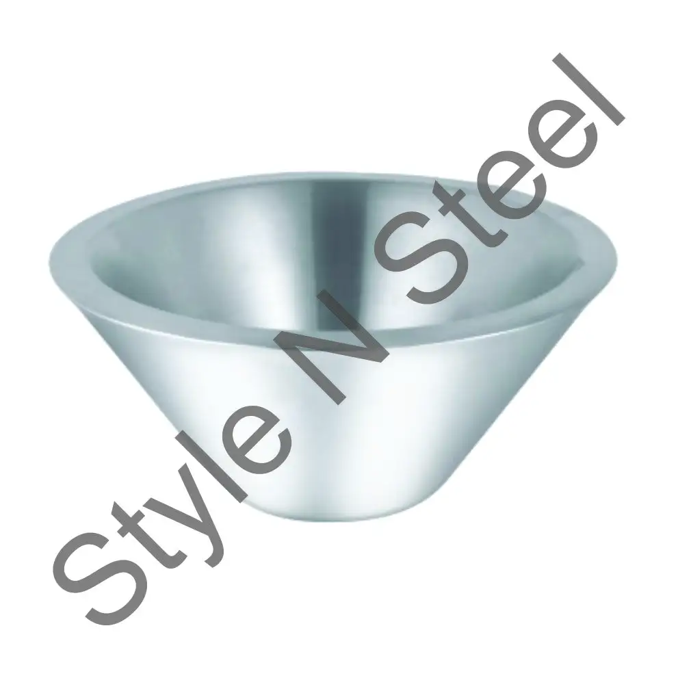 stainless steel Wholesale Nut bowl unique cut design fruit salad food prep Double wall Conical shape serving bowl