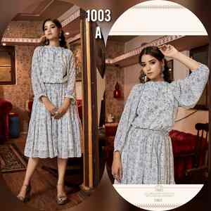 Qualité d'exportation indienne bon prix soutien occasionnel/tuniques longues en georgette pour adultes avec travail imprimé fournisseur indien - Product Image 4