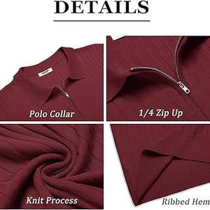 Camisas de Golf con cremallera personalizadas de alta calidad para hombre, manga corta, cuello transpirable, cuello bordado, antiarrugas, informales para polos - Product Image 5
