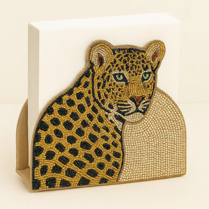 Organizador de mesa con diseño de leopardo de nuevo diseño, accesorio de mesa con cuentas adornadas para servilletas, decoración única para el hogar, servilletero - Product Image 1