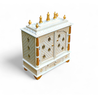 Mandir de prière artisanal en bois pour la maison, avec double porte et cloche en laiton, pour Diwali, mariage, salle de culte, mobilier spirituel