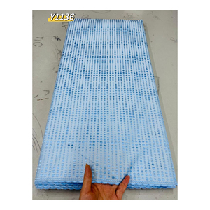 Disponibile Ultima Moda Tessuto in Pizzo Nigeriano Blu per Matrimoni, Pizzo Polacco per Abiti da Sposo - Product Image 1