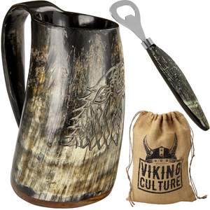 Nouvelle corne à boire viking de haute qualité en corne de bœuf naturelle, écologique, pour les fêtes, les tasses à café - Product Image 1