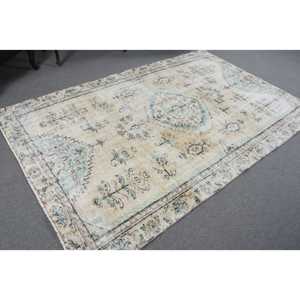 Alfombra vintage, alfombra grande de 5.3x8.3 pies, alfombra turca de lana con lunares blancos - Product Image 4