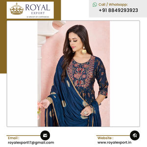 2023 Hermoso diseñador de moda Ropa étnica Seda viscosa Premium con bordado pesado Trabajo y patrón Nyra Kurti Set - Product Image 6