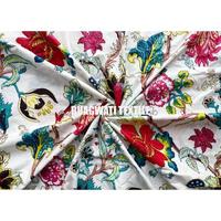 Tela de algodón indio hecha a mano tradicional 100% algodón para correr tela de costura artesanal suelta confección con estampado Floral Natural