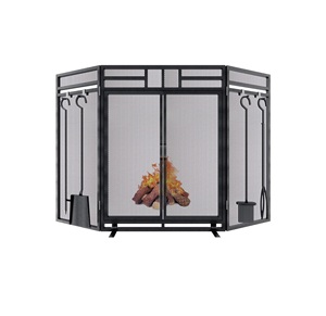 Winters Season Top Trending Unique Large Flat Guard With <b>Tool</b> <b>Set</b> <b>Fireplace</b> Metal Screen for Living Room Decoration - Product Image 1