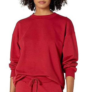 350g surdimensionné automne hiver coton couleur unie col rond pull vêtements pour femmes logo personnalisé décontracté femmes sweat - Product Image 6