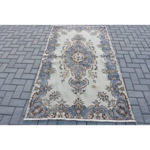 Alfombra de lana turca Vintage, diseño de retazos clásico blanco y azul, alfombra de tejido plano de 3,9x6,6 pies, decoración para sala de estar, látex de 4m - Product Image 1