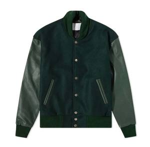 Chaqueta de béisbol de lana Melton bordada universitaria de Primavera de invierno Hip Hop mangas de cuero Real CollegeBaseballjacket para hombres - Product Image 1