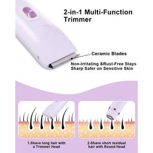 Rasoir électrique rechargeable USB pour femme, utilisation humide et sèche, double lame pour le visage, le corps, les aisselles, les sourcils, le nez, la zone pubienne, IPX7 - Product Image 6