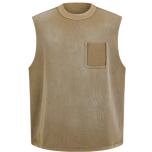 เสื้อกล้ามผู้ชายคุณภาพสูง ระบายอากาศได้ดี สไตล์สตรีทแฟชั่น ทรงเรโทร ตัดสั้น ทรงหลวม ไม่รัดรูป แขนกุด ผ้าฝ้าย 100% ซักนุ่มพิเศษ - Product Image 2