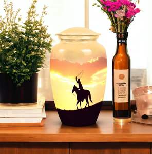 Silueta de urnas de recuerdo funerario de jinete de caballo para cenizas humanas Urna de cremación masculina y femenina Cenizas humanas para adultos Tamaño personalizado para adultos - Product Image 4
