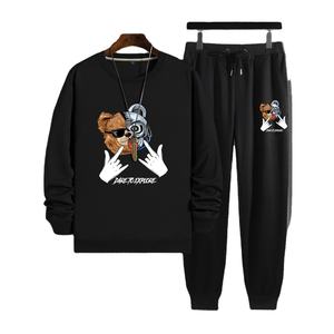 Chándal para hombre con estampado DTG, traje para correr estampado DTG de gran tamaño para hombre, en blanco/liso con Personalización completa - Product Image 1