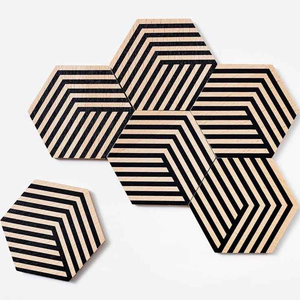 Plateau en os incrusté à motif animalier avec sous-verre, fait main, durable, couleur naturelle, pour service - Product Image 4