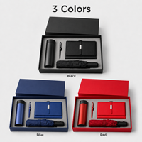 Ensemble cadeau d'entreprise avec logo personnalisé, coffret cadeau d'affaires 4 pièces avec carnet en cuir PU A5, tasse isotherme, parapluie et stylo