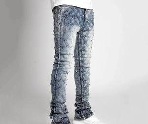 Pantalones vaqueros de talla grande de alta calidad para hombre, logotipo personalizado, moda Vintage, estilo recto, cintura media, característica impermeable, venta al por mayor - Product Image 5