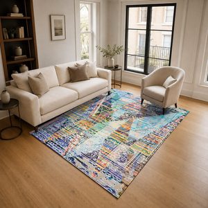 <b>RUGS</b> DEPOT LXDP-0072 Wholesale Grey Silver Traditional Oriental Digital Printed Machine Washable Chenille Area <b>Rug</b> <b>Non</b> <b>Slip</b> - Product Image 2