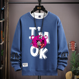 เสื้อสเวตเตอร์ผู้ชายฤดูใบไม้ผลิเสื้อยืดแขนยาวพิมพ์ลายหมีการ์ตูนเกาหลีเสื้อฮาราจูกุแฟชั่นผู้ชายเสื้อคอกลม2024ใหม่ - Product Image 2