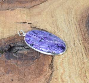 Colgante Ovalado de Charoita Hecho a Mano, Plata de Ley 925, Joyería con Piedras Preciosas, Elegante Collar para Mujer, Regalo - Product Image 2