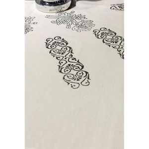 100% Organic Raw Cotton Classic ROSEHAN <b>Tablecloth</b> Magnolia Hand Printed Floral Eco-Friendly Dining Cover 155x155 for Home Use - Product Image 4