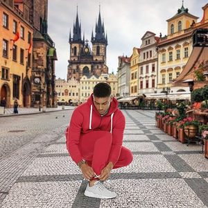 Conjunto Deportivo Informal de 2 Piezas para Hombre, 100% Algodón, Pantalones Rectos, Sudadera Holgada con Capucha, Pantalones Deportivos de Pierna Ancha - Product Image 6