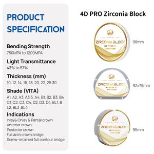 Disco in Zirconia Dentale 4D <span class=keywords><strong>PRO</strong></span>, Blocco Multistrato in Zirconia per Laboratorio, Materiale di Consumo Dentale, Disco in Ceramica da 98mm - Product Image 5