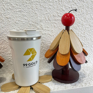 Vintage Wooden Christmas Tree Trivet Set Handmade Eco-Friendly <b>Coasters</b> Heat Resistant & Thick - CARYLN - Product Image 5