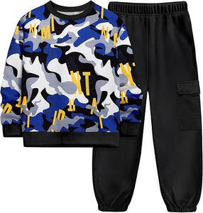 Conjunto de chándal de dos piezas de invierno para niños, Sudadera con capucha, pantalones para correr, poliéster, algodón, transpirable - Product Image 1