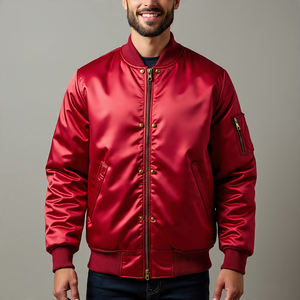 Custom Embroider Patches Bomber Satin Jacket Men's Lightweight Bomber Varsity Coat Men Satin Bomber Jackets Men - Product Image 5