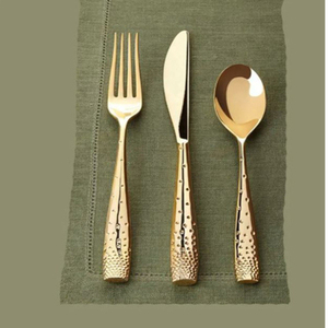 Ensemble de couverts couleur or martelé en acier inoxydable poli miroir ensemble de couverts articles de cuisine de qualité supérieure par ACME Metal India - Product Image 1