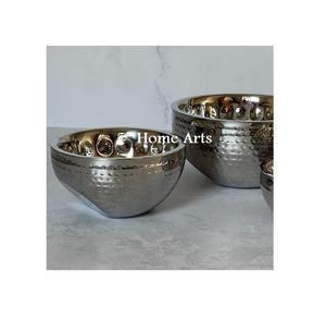 Bol de nourriture en acier inoxydable martelé bol de service de nourriture de forme ronde de qualité supérieure pour le fournisseur en gros - Product Image 1