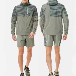 Ensemble de survêtement coupe-vent pour homme, personnalisé avec logo, imperméable, léger, en polyester et nylon, pour l'extérieur - Product Image 1