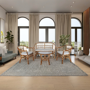 FLADEO Handmade Rattan/<b>Wicker</b> Modular Comfortable Asian Antique Chair <b>Coffee</b> <b>Table</b> Set Classic Apartment Outdoor Living Design - Product Image 3