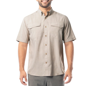 Camisas de Pesca de Manga Corta con Botones y Protección UV para Hombre, con Cuello Alto y Logotipo Personalizado - Product Image 1