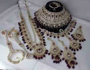 TRADITIONNEL & FANTAISIE ANTIQUE DESIGNER BIJOUX DE MARIÉE PLAQUÉ OR ET CZ ZIRCON ENSEMBLE DE COLLIER DE MARIAGE ET POUR FEMMES ET FILLE - Product Image 6