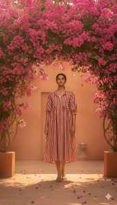 Robe midi style bohème Kyra, robe en coton à imprimé floral fait main, vêtements de tous les jours pour femmes - Product Image 3