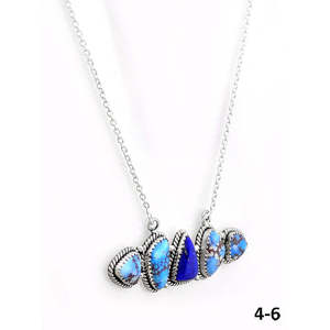 Collier géométrique artisanal Golden Hills du sud-ouest avec lapis-lazuli et argent sterling – Cadeau - Product Image 3