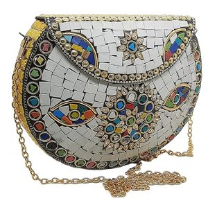 Sac à main en mosaïque de style classique tendance, broderie, forme personnalisable, touche artistique artisanale pour les festivals, les occasions, vente en gros - Product Image 4