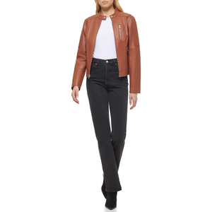 Chaqueta de PU informal de piel sintética con cremallera para hombre - Product Image 3