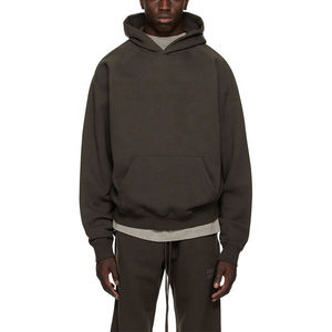 Sweat à capuche personnalisé uni lourd sans ficelles 500GSM délavé au soleil 100% coton surdimensionné poche brodée délavée à l'acide vintage - Product Image 1