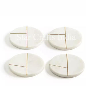 Sous-verres en marbre et incrustation d'os et de pierres Incrustation de marbre et de métal Sous-verre de haute qualité pour la maison et le bureau à Star Crafts India - Product Image 5