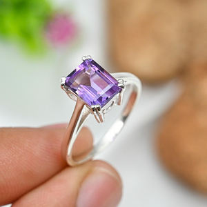 แหวนอเมทิสต์สีเงินสเตอร์ลิงสำหรับ925แหวนอเมทิสต์สไตล์มินิมอลลิสต์เครื่องประดับคุณภาพสูงสำหรับงานแต่งงานงานครบรอบงานหมั้นของผู้หญิง - Product Image 6