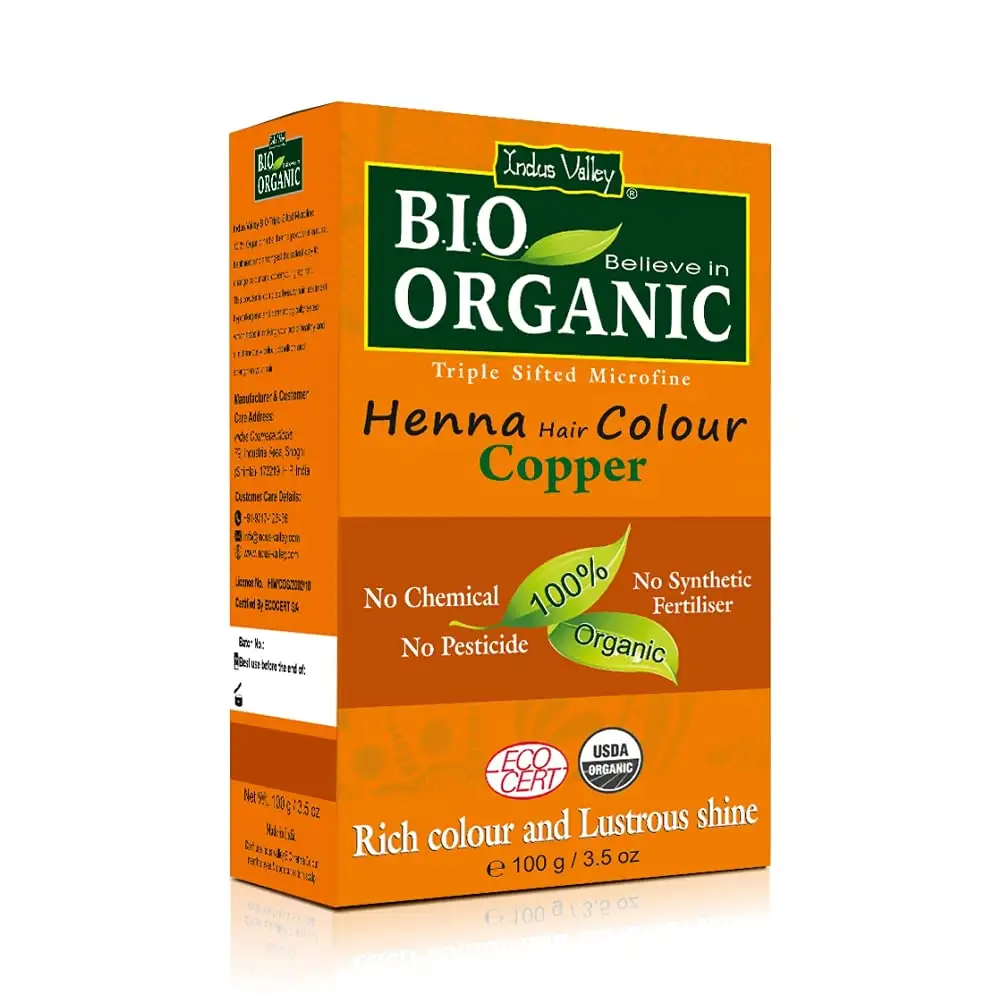 Indus Valley Bio Organic Natürliches Henna-Pulver für Haar färbemittel Kupfer braun-100g (3,5 Unzen) OEM Private Label