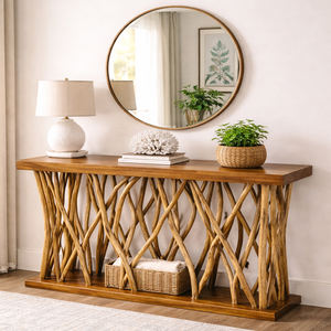 Mesa Consola Rústica Especial de Proveedor Indonesio, Hecha de Raíz de Teca de Alta Calidad para Comedor, Sala de Estar, Hotel y Apartamento - Product Image 3