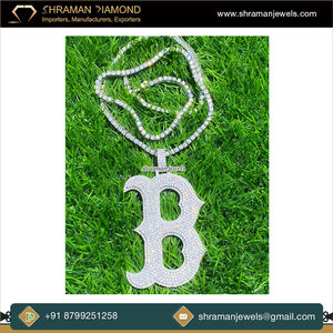 Joyería de lujo de alta calidad 24,77 TCW y 99,56 gramos joyería fina VVS1 DEF Color Iced Out B colgante de diamante de moissanita inicial - Product Image 4