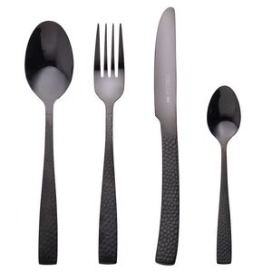 Set di Posate Bali Sibilla da 24 Pezzi in Acciaio Inossidabile Lucidato con Manico Nero Opaco, Stoviglie Minimaliste per Picnic - Product Image 1